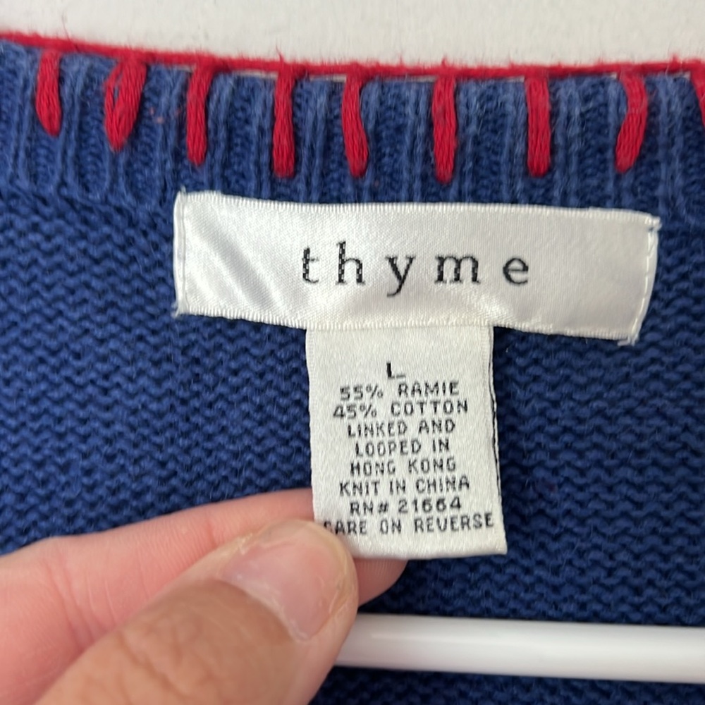 Thyme Nautical Patriotic Knit Cardigan - Red, White, and Blue 4th  Sz L ⚫️ - Picture 3 of 8